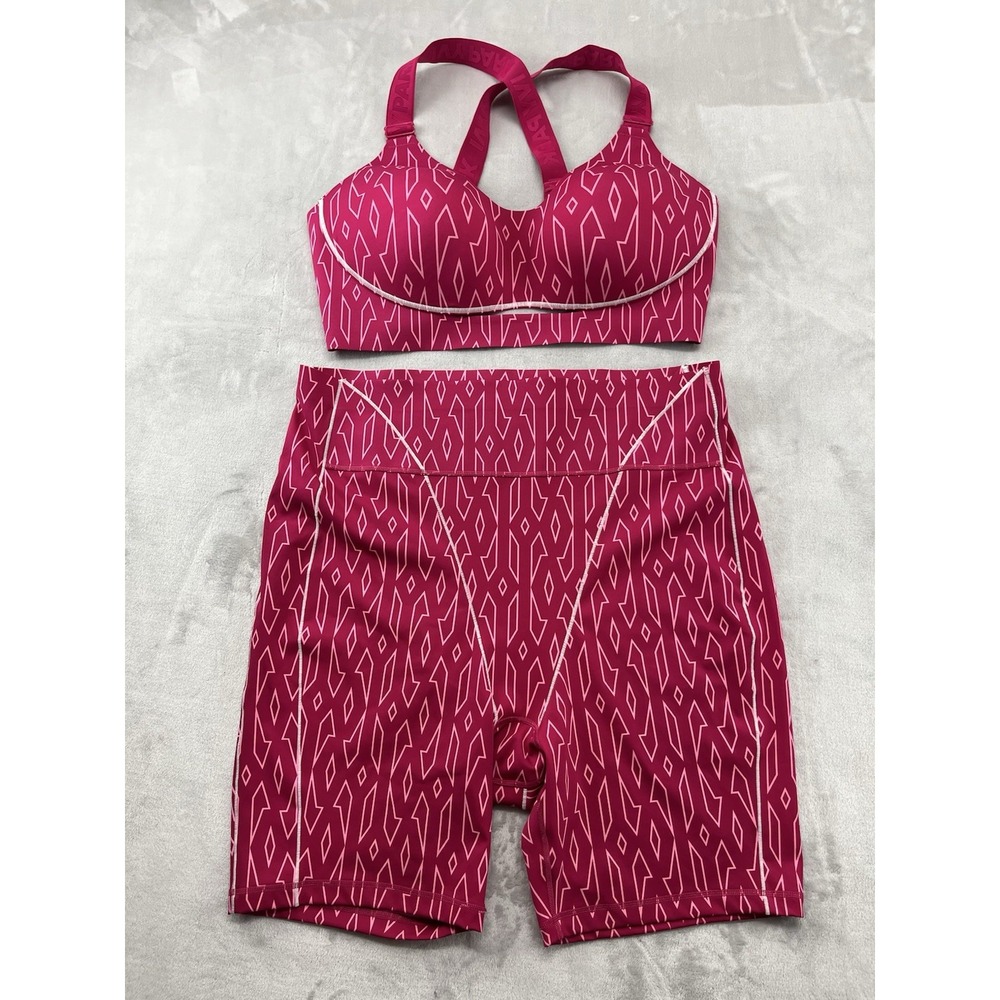 Adidas x Ivypark Monogram Short and Sport Bra Women 2XL Hot Pink Stretch Gym